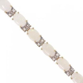 New 14KT Yellow Gold Oval Opal Diamond Bracelet 7.5inyellow 