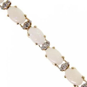 10KT Yellow Gold Opal Diamond Bracelet New 7inyellow 