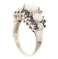 Opal & Tanzanite 14K White Gold Ring-October and December Birthstonesopal 