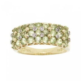 Ladies Yellow Gold Pav  Sz=8 Ring w/ Peridot Diamondladies 