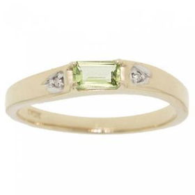 New 10KT Yellow Gold Band Ring Green Peridot & Diamondyellow 