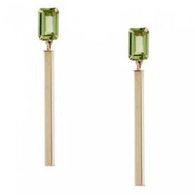 New 14KT Gold Square Bar Dangle Drop Earrings - Peridotgold 