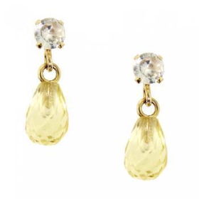 New Yellow Gold Lemon Quartz Topaz Dangle Earrings Studyellow 