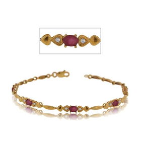 SOLID YELLOW GOLD RUBY DIAMOND BRACELET HEART ACCENTSsolid 