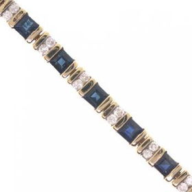 14K Yellow Gold Bracelet Princess Sapphire Diamond Gemsyellow 