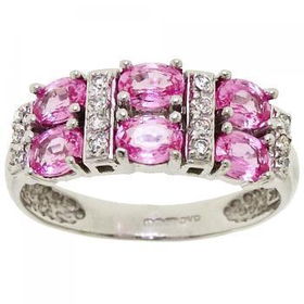 White Gold Ring Pink Sapphire & Diamond Gems Size 5.5white 