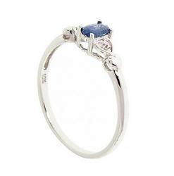 Blue Sapphire and Diamond White Gold Heart Ringblue 