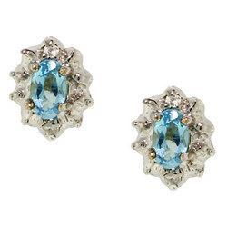 Oval Blue Topaz and Round-brilliant Diamond Gold Earringsoval 