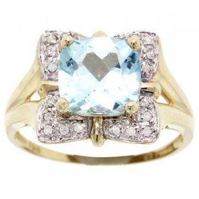 Yellow Gold Cocktail Ring Blue Topaz and Diamond Gemsyellow 