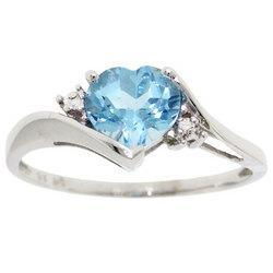 White Gold Heart Ring with Blue Topaz & Diamondswhite 