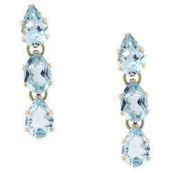 Blue Topaz Yellow Gold Drop Earrings with Post-friction Backsblue 