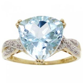 Ladies Solid Gold Ring Trillion Blue Topaz Solitaireladies 