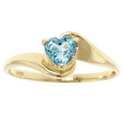 Blue Topaz Yellow Gold Heart Ring with Prong Settingsblue 