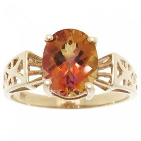 10KT Yellow Gold Ring Twilight Mystic Topaz Solitaireyellow 