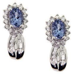 Triumphant Pair of Tanzanite and Diamond 14K White Gold Earringstriumphant 