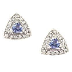 Pair of Tanzanite and Diamond 14K White Gold Earringspair 