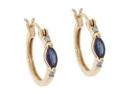 Marquise Sapphire and Diamond 14K Gold Hoop Earringsmarquise 