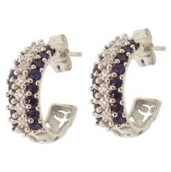 Sapphire and Diamond White Gold J Hoop Earringssapphire 