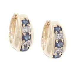 Sapphire and Diamond 14K Gold Huggie Earringssapphire 