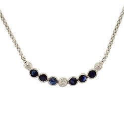 Sapphire Diamond 14K White Gold Hollow Popcorn Necklacesapphire 