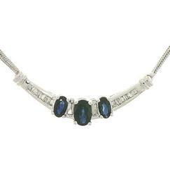 Oval Cut Sapphire Diamond White Gold Necklaceoval 