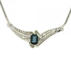 White Gold Serpentine Necklace Sapphire & Diamond Dropwhite 