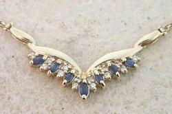 SAPPHIRE DIAMOND 14K GOLD GEMSTONE NECKLACEsapphire 