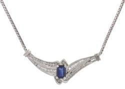 Emerald cut Sapphire and Diamond Gold Drop Necklaceemerald 