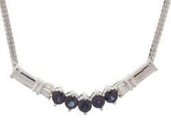 Sapphire and Diamond 14K White Gold Drop Necklacesapphire 