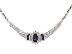 Sapphire and Diamond White Gold Drop Necklacesapphire 