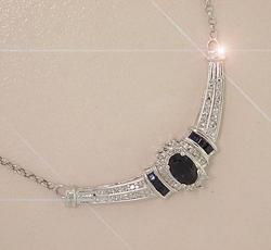 Sapphire and Diamond White Gold Drop Necklacesapphire 