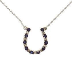 Sapphire and Diamond 14K White Gold Horseshoe Necklacesapphire 