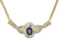 Sapphire Diamond 14K Gold Necklacesapphire 