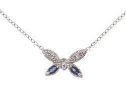 Sapphire and Diamond 14K Gold Butterfly Necklacesapphire 