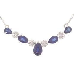 Pear Sapphire and Diamond White Gold Necklacepear 