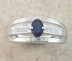 Sapphire, Diamond and 14K White Gold Bandsapphire 