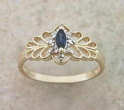 SAPPHIRE DIAMOND GOLD VINTAGE RINGsapphire 