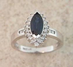 Sapphire, Diamond and 14K White Gold Ringsapphire 