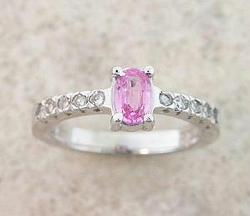 PINK SAPPHIRE DIAMOND WHITE 14K GOLD RINGpink 