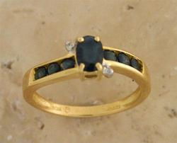 Midnight Sapphire and Diamond Gold Ringmidnight 