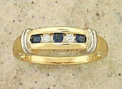 Sapphire and Diamond I LOVE YOU Two-tone Gold ringsapphire 