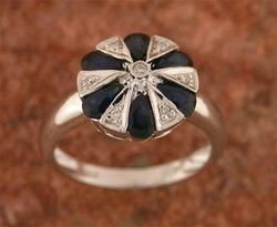 Midnight Sapphire and Diamond 14K White Gold Cluster Ringmidnight 