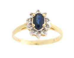 Sapphire Diamond Two-tone Gold Cluster Flower Ringsapphire 