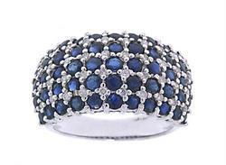 Sapphire and Diamond 14K White Gold Dome Ringsapphire 