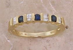 Sapphire Diamond 14K Gold Band Ringsapphire 