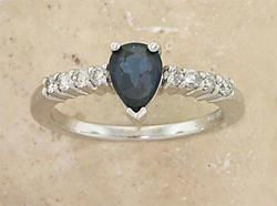 Midnight Sapphire and Diamond 14K White Gold Ringmidnight 