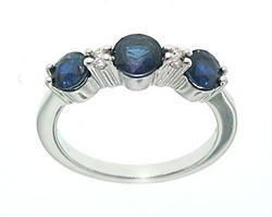 Sapphire and Diamond 14K White Gold Ringsapphire 