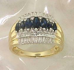 Marquise Sapphire and Diamond Two-tone 14K Gold Ringmarquise 