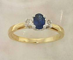 Sapphire and Diamond 14K Two-tone Gold Ringsapphire 