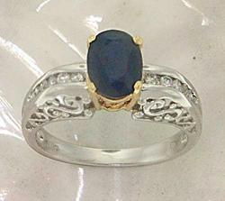 Sapphire and Diamond 14K Two-tone Gold Ringsapphire 